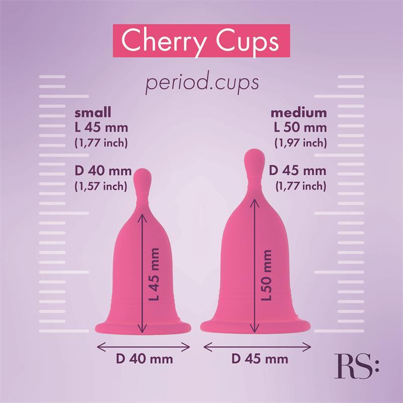 Kit 2 cupe menstruale, Femcare Cherry Cup, roz, mărimi S și M - Erotic Emporium