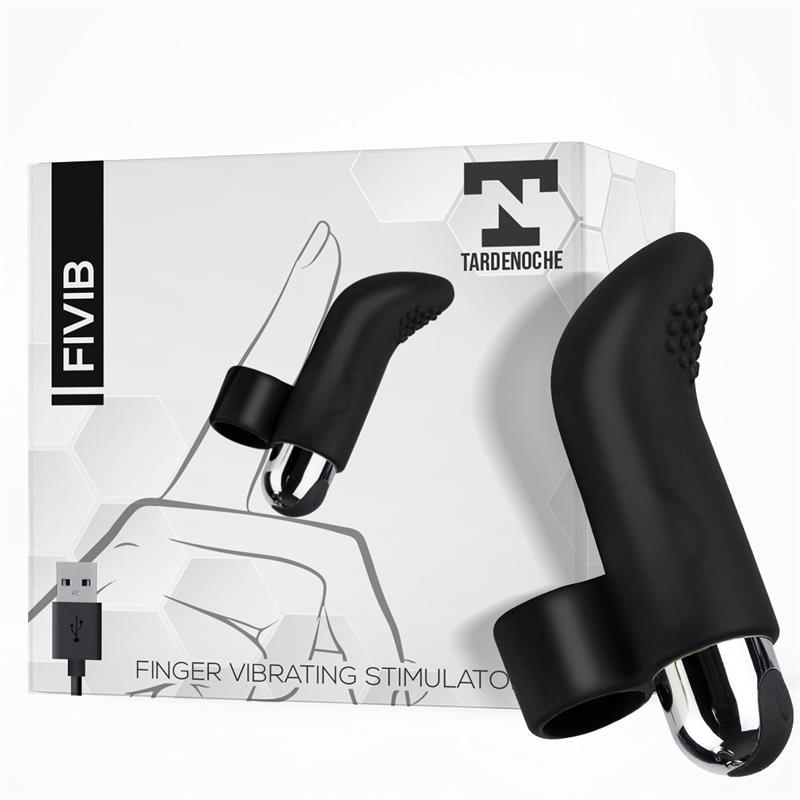 Vibrator, silicon, negru, Tardenoche, Stimulator Vibrating Finger, USB - Erotic Emporium