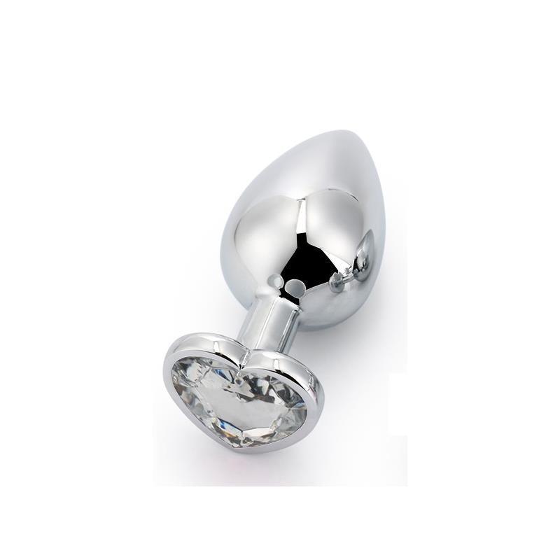 Plug anal, aluminiu, diamant formă inimă, mărime M, AfterDark - Erotic Emporium