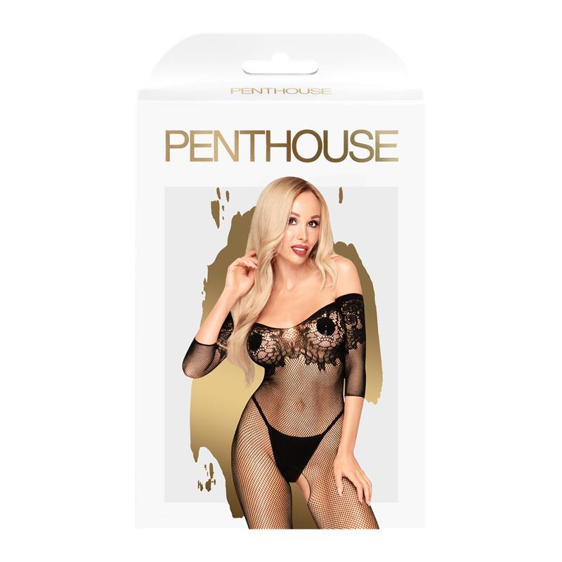 Lenjerie sexy, set High Profile Bodystocking, negru, Penthouse - Erotic Emporium