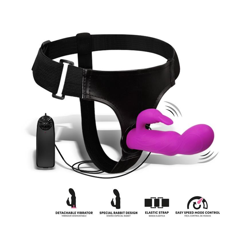 LateToBed Hymax Strap-On Multi-Speed Vibe with Rabbit and Remote Control - Erotic Emporium