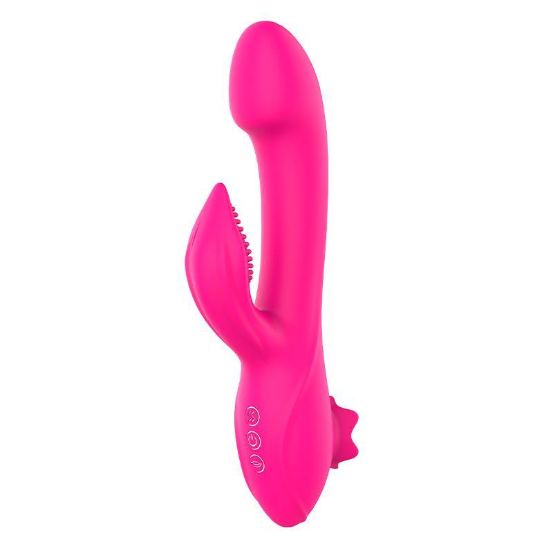 Vibrator punct G, silicon, roz, dublă funcție, stimulator clitoris, Magnoliapink 3 in 1 Vibe with Clitoris Sucker and Rabbit USB Silicone - Erotic Emporium