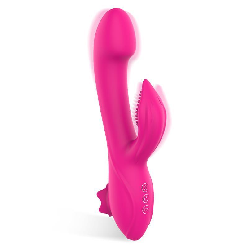 Vibrator punct G, silicon, roz, dublă funcție, stimulator clitoris, Magnoliapink 3 in 1 Vibe with Clitoris Sucker and Rabbit USB Silicone - Erotic Emporium