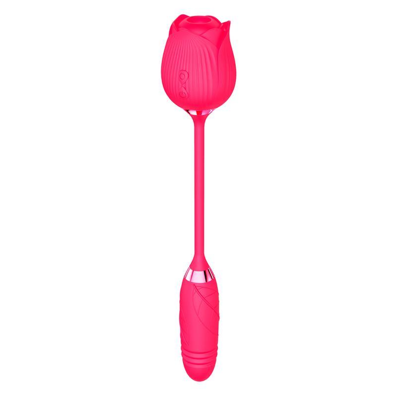 Vibrator stimulator clitoris dublu, silicon, roșu, USB, Suction Vibration and Thrusting, Martinella - Erotic Emporium