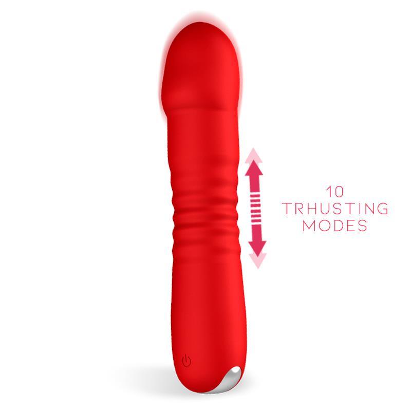 Stimulator with Thrusting Up&Down Movement USB, Silicon, roșu, 17,3 cm x 3,6 cm, Marygold, Ünihörn - Erotic Emporium