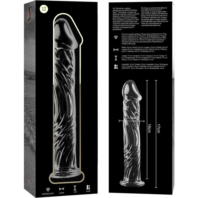 Nebula series by ibiza - model 12 dildo borosilicate glass 17 x 35 cm clear, 5, EroticEmporium.ro