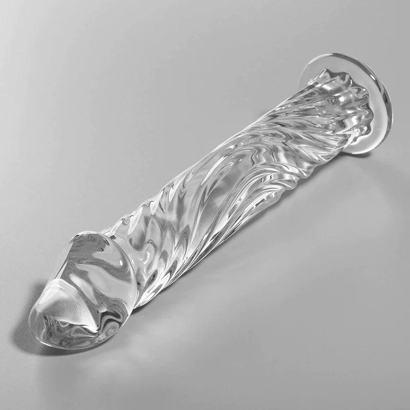 Nebula series by ibiza - model 12 dildo borosilicate glass 17 x 35 cm clear, 6, EroticEmporium.ro