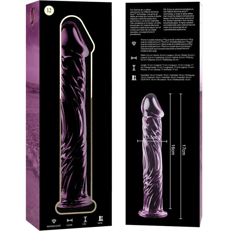 Nebula series by ibiza - model 12 dildo borosilicate glass 17 x 35 cm pink, 5, EroticEmporium.ro