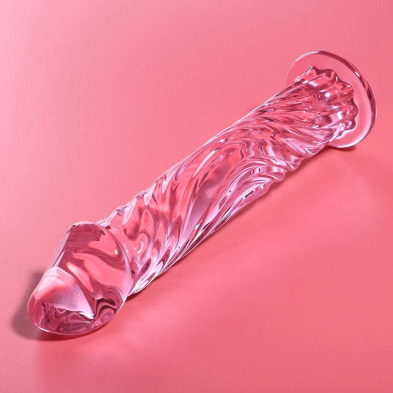 Nebula series by ibiza - model 12 dildo borosilicate glass 17 x 35 cm pink, 6, EroticEmporium.ro