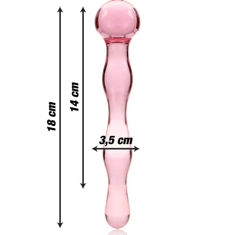 Nebula series by ibiza - model 13 dildo borosilicate glass 18 x 35 cm pink, 4, EroticEmporium.ro