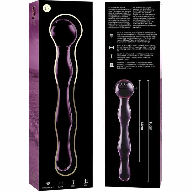 Nebula series by ibiza - model 13 dildo borosilicate glass 18 x 35 cm pink, 5, EroticEmporium.ro