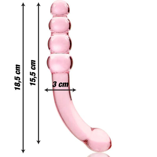 Nebula series by ibiza - model 14 dildo borosilicate glass 185 x 3 cm pink, 1, EroticEmporium.ro