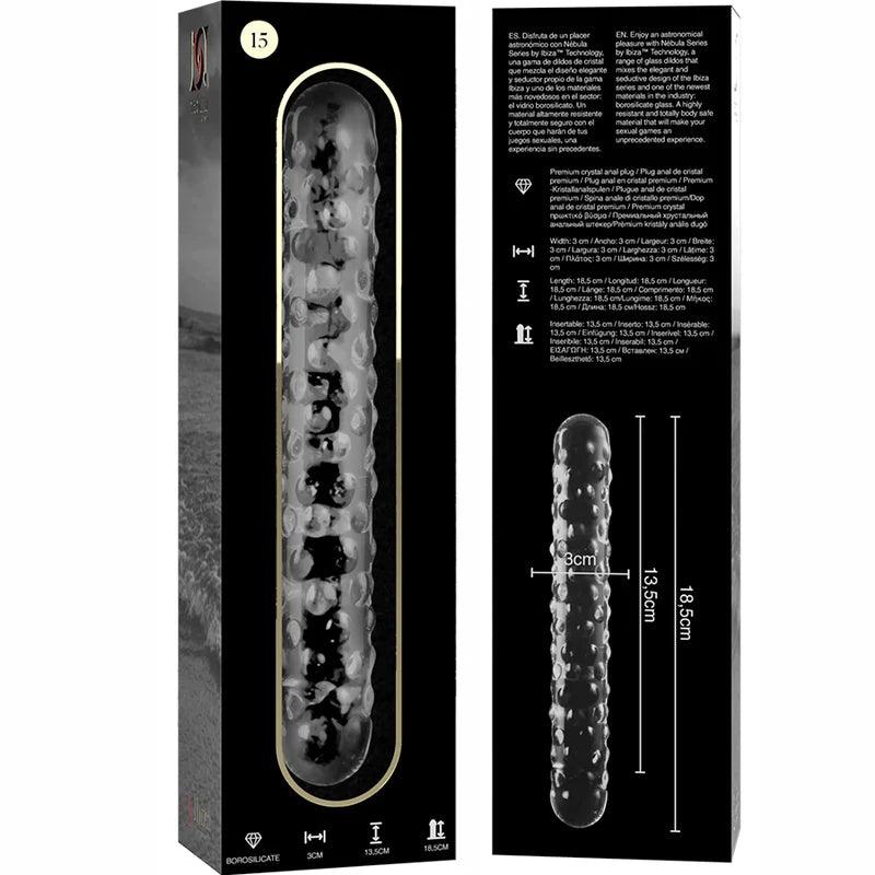 Nebula series by ibiza - model 15 dildo borosilicate glass 185 x 3 cm clear, 5, EroticEmporium.ro