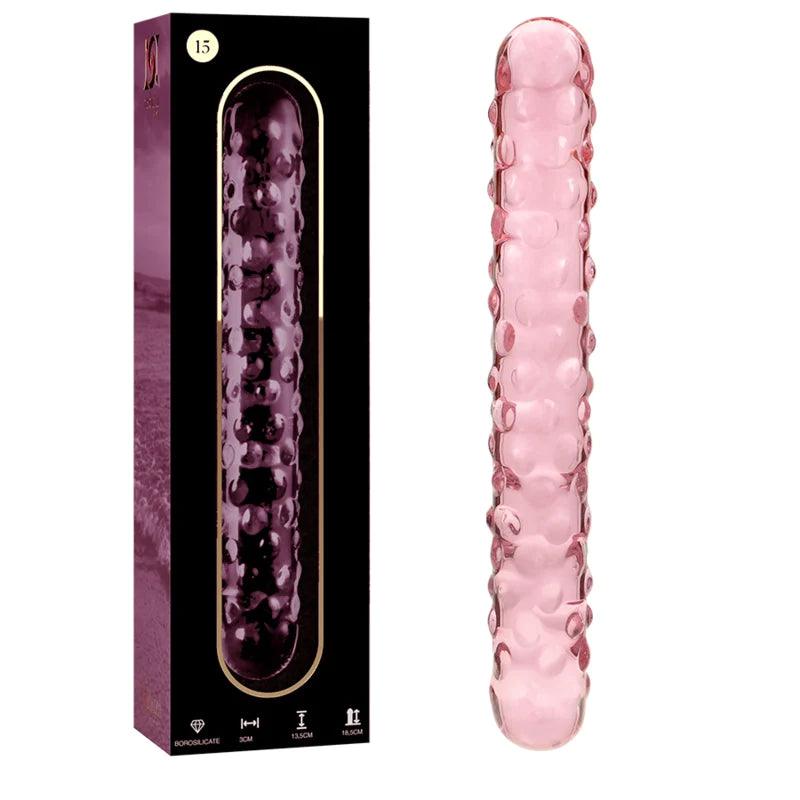 Nebula series by ibiza - model 15 dildo borosilicate glass 185 x 3 cm pink, 2, EroticEmporium.ro