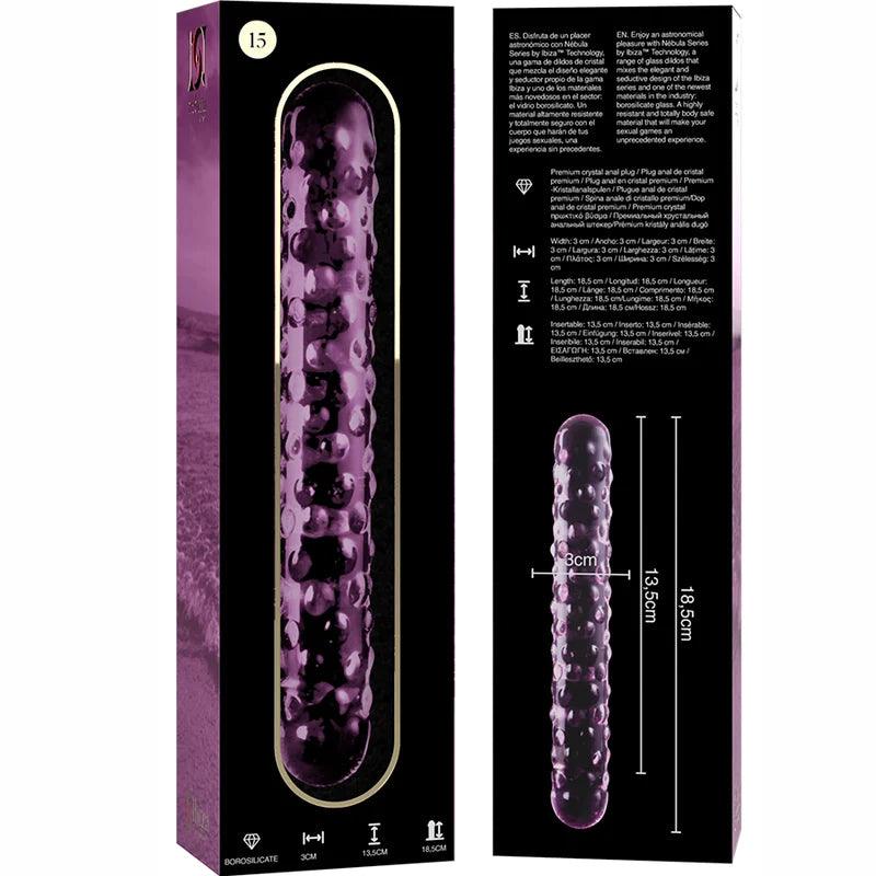 Nebula series by ibiza - model 15 dildo borosilicate glass 185 x 3 cm pink, 5, EroticEmporium.ro