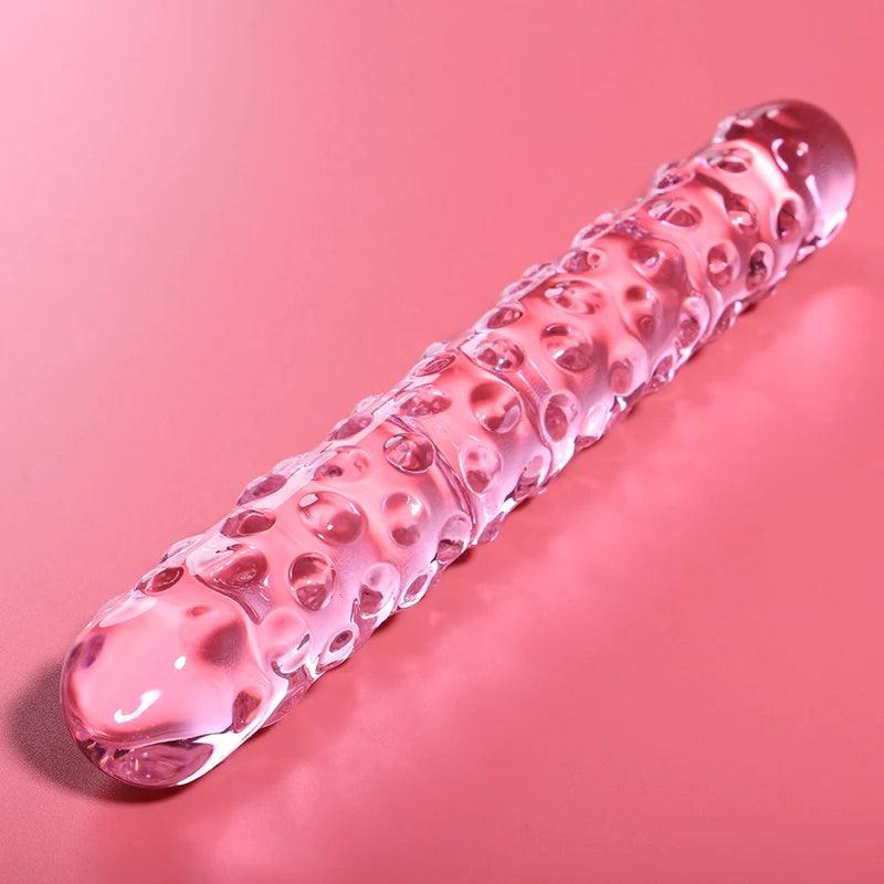 Nebula series by ibiza - model 15 dildo borosilicate glass 185 x 3 cm pink, 6, EroticEmporium.ro