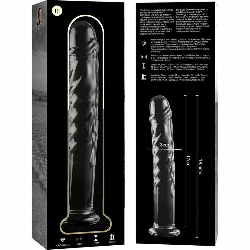 Nebula series by ibiza - model 16 dildo borosilicate glass 185 x 3 cm clear, 5, EroticEmporium.ro