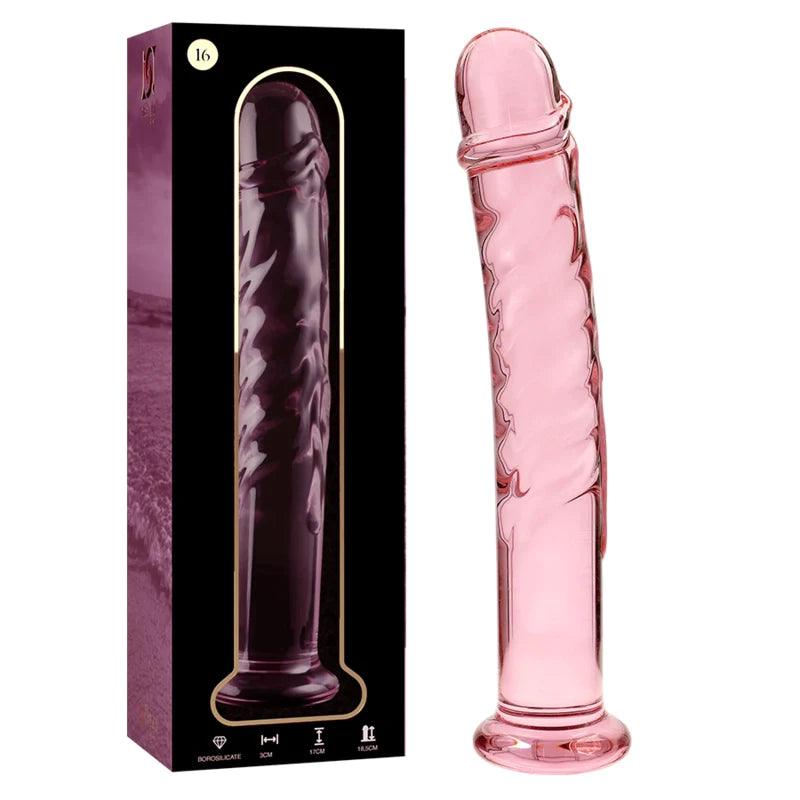 Nebula series by ibiza - model 16 dildo borosilicate glass 185 x 3 cm pink, 2, EroticEmporium.ro