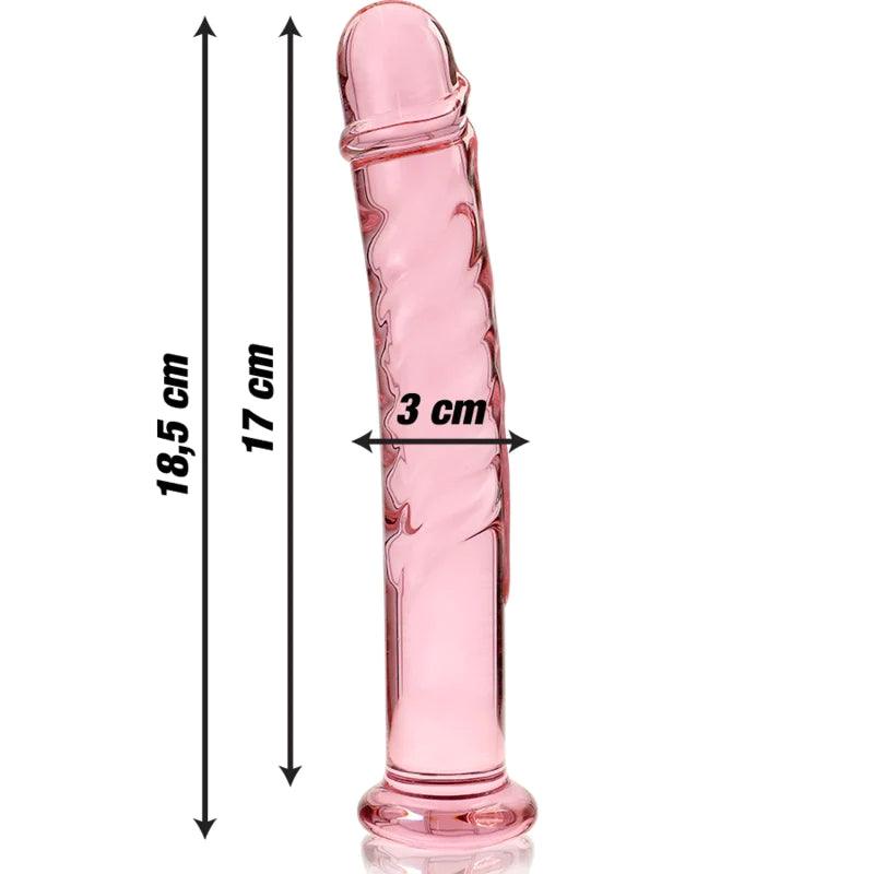 Nebula series by ibiza - model 16 dildo borosilicate glass 185 x 3 cm pink, 4, EroticEmporium.ro