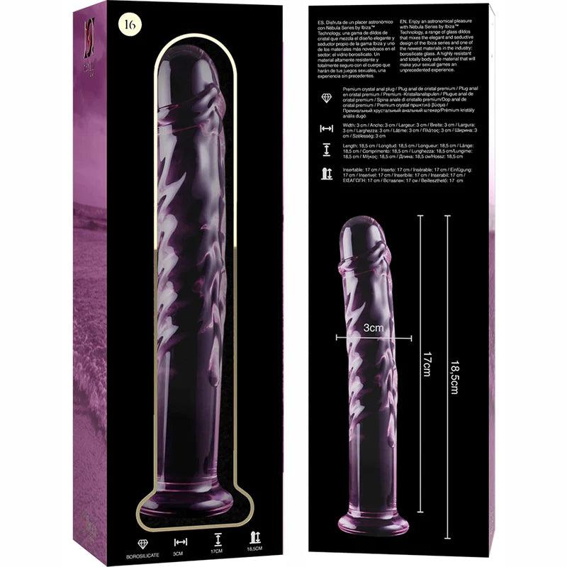 Nebula series by ibiza - model 16 dildo borosilicate glass 185 x 3 cm pink, 5, EroticEmporium.ro