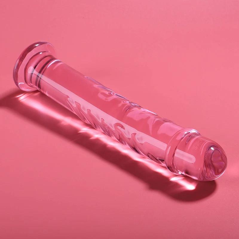 Nebula series by ibiza - model 16 dildo borosilicate glass 185 x 3 cm pink, 6, EroticEmporium.ro