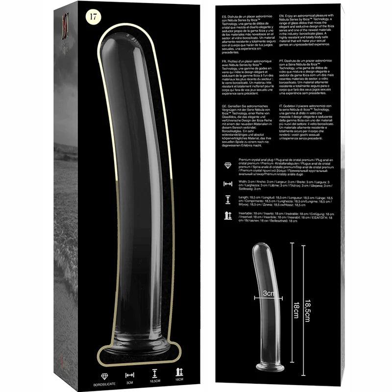 Nebula series by ibiza - model 17 dildo borosilicate glass 185 x 3 cm clear, 5, EroticEmporium.ro