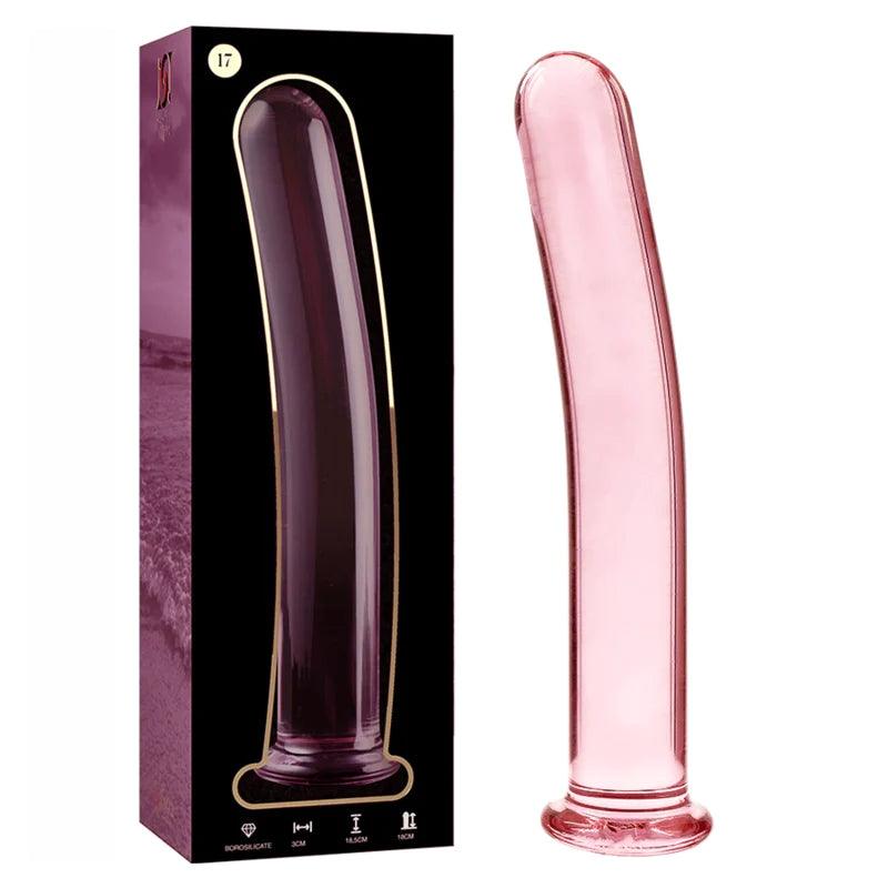 Nebula series by ibiza - model 17 dildo borosilicate glass 185 x 3 cm pink, 2, EroticEmporium.ro