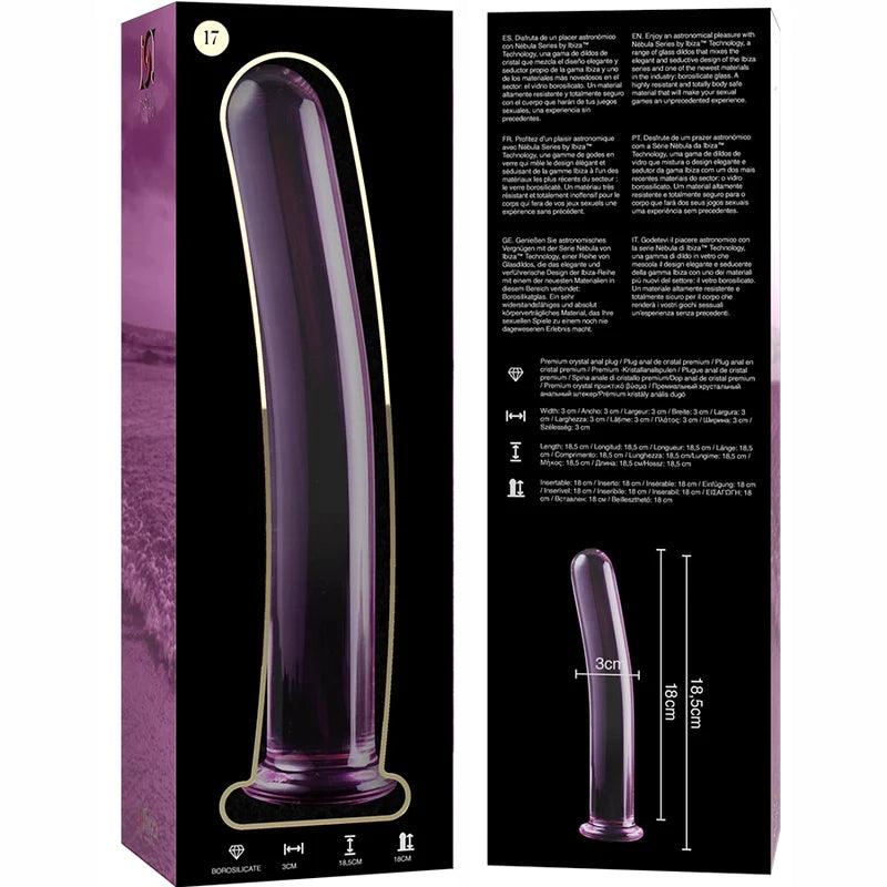 Nebula series by ibiza - model 17 dildo borosilicate glass 185 x 3 cm pink, 5, EroticEmporium.ro