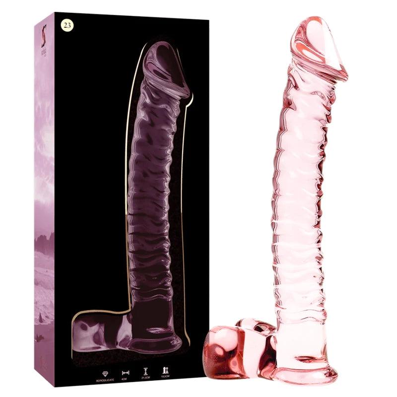 Nebula series by ibiza - model 23 dildo borosilicate glass 215 x 4 cm pink, 2, EroticEmporium.ro