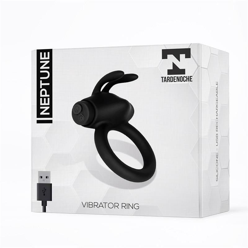 Inel Vibrator USB Reîncărcabil, Silicon, negru, Tardenoche Neptune - Erotic Emporium
