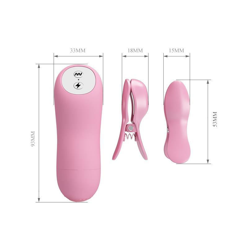 Stimulator sâni, roz, Baile Cleme Sfârcuri cu Vibrație și Electroșocuri - Erotic Emporium