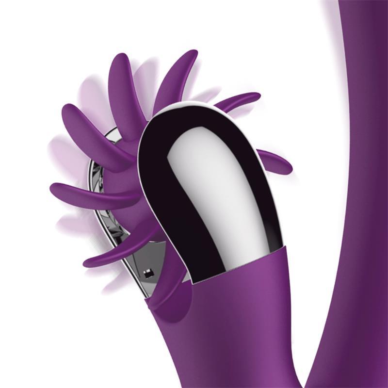 Vibrator, silicon, mov, 24 cm, No. Two Finger Vibrator with Rotating Wheel, Action - Erotic Emporium