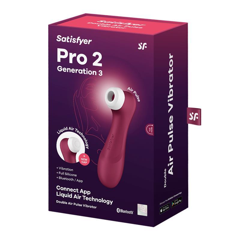 Satisfyer, Vibrator clitoris, plastic, roz, Pro 2 Gene 3 Liquid Air Technology Suction and Vibration App Connect - Erotic Emporium