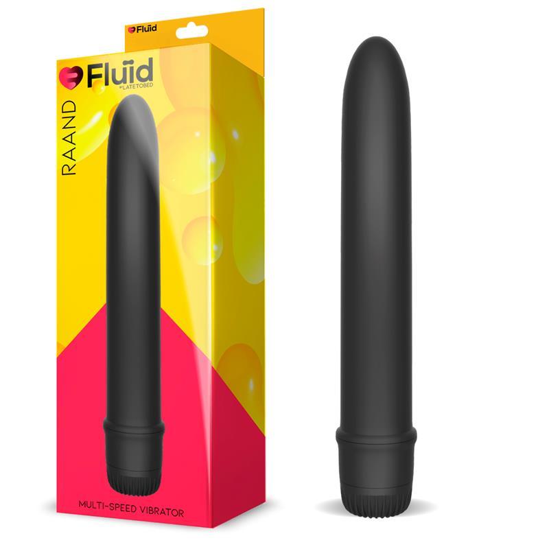 Vibrator, negru, 18 cm, Fluid Raand Multi-Speed, LateToBed - Erotic Emporium