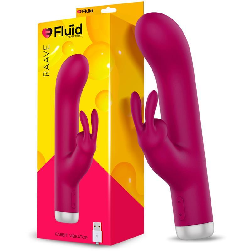 Vibrator cu Iepuraș USB, silicon, Burgund, LateToBed Fluid Raave - Erotic Emporium