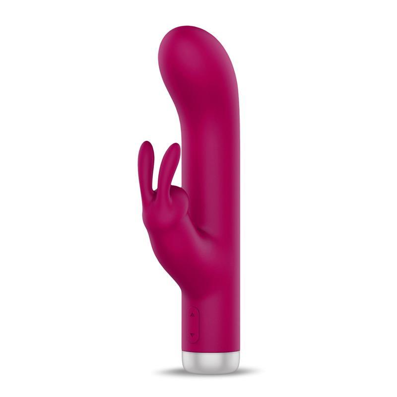 Vibrator cu Iepuraș USB, silicon, Burgund, LateToBed Fluid Raave - Erotic Emporium