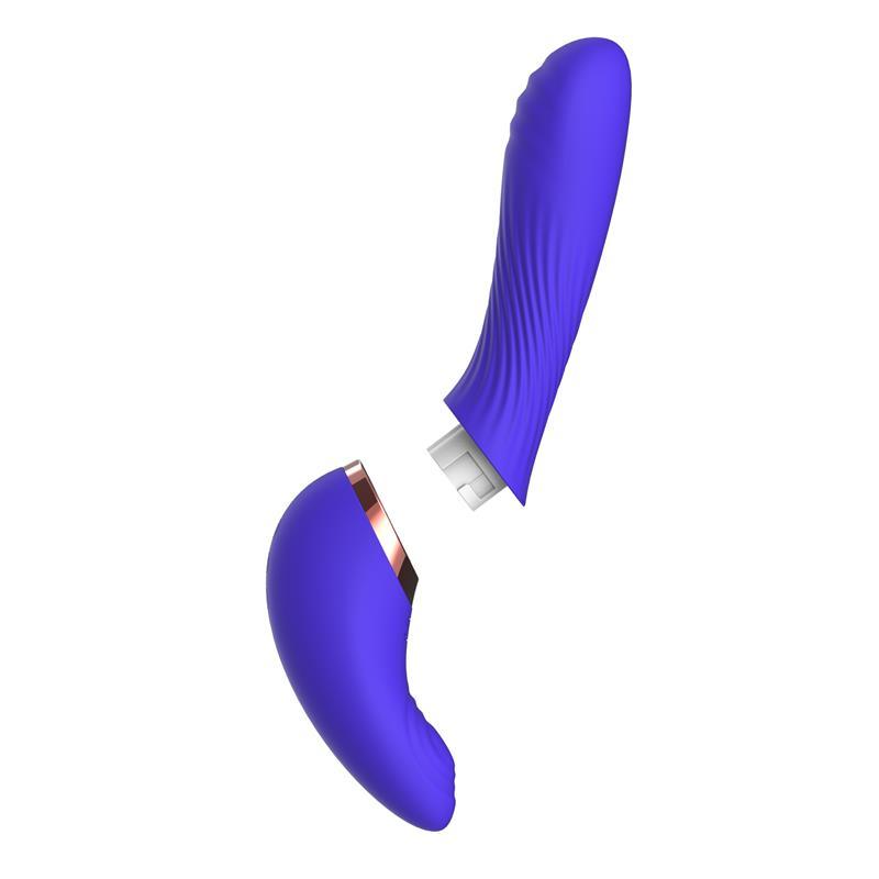 Vibrator, silicon, albastru, Detachable Rotating Beads with Pulsation, Two Positions, Action Rayden - Erotic Emporium
