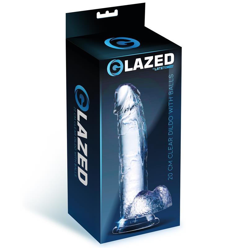 Dildo Realistic, cristal Silicon, 20 cm, Glazed Dildo Realistic cu Testicule, LateToBed - Erotic Emporium