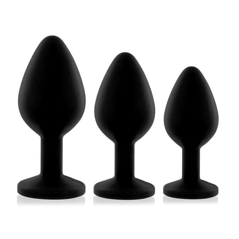 Plug anal, set 3 bucăți, silicon, negru, Rianne's Soiree - Erotic Emporium