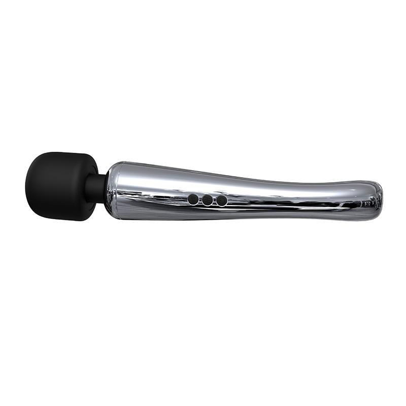 Vibrator clitoris, plastic, argintiu, 29,5 cm,Silvery High-Tech Wand Super Powerful Wireless USB Chrome Silicone - Erotic Emporium