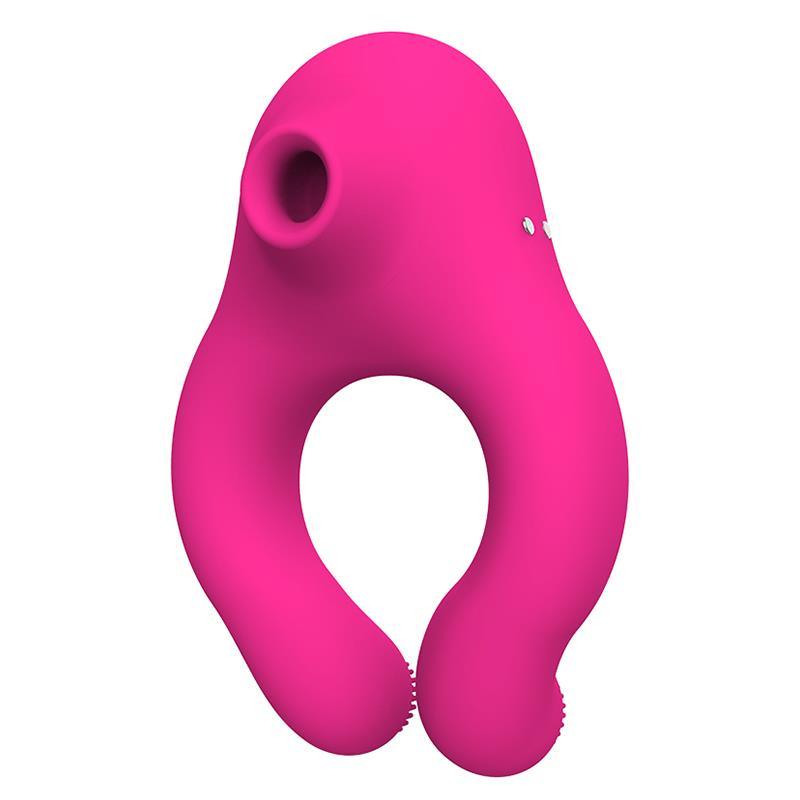 Inel penis, stimulator clitoris, Silicon, roz, pentru cuplu, clitoris sucker - Erotic Emporium