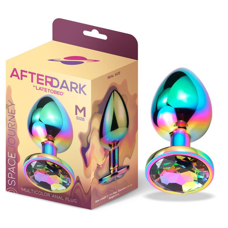 Plug anal, metalic, multicolor, diamant multicolor, mărime M, AfterDark Space Journey - Erotic Emporium