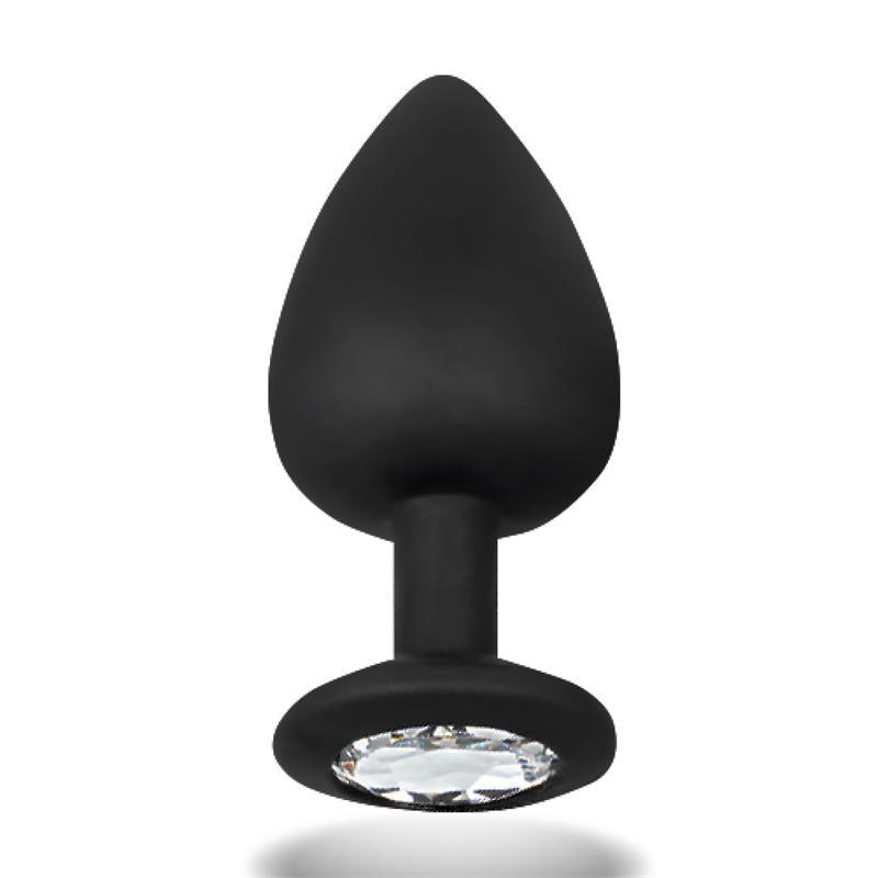 Plug anal, silicon, negru, mărime M, 8cm x 5cm, AfterDark Sparkly - Erotic Emporium