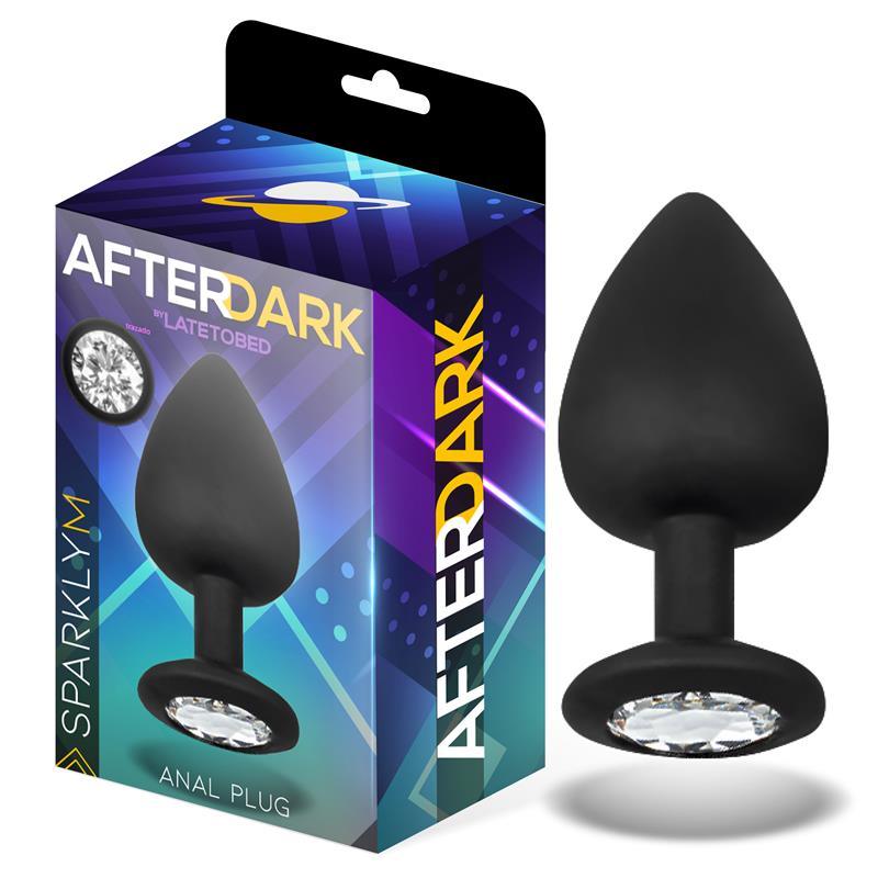 Plug anal, silicon, negru, mărime M, 8cm x 5cm, AfterDark Sparkly - Erotic Emporium