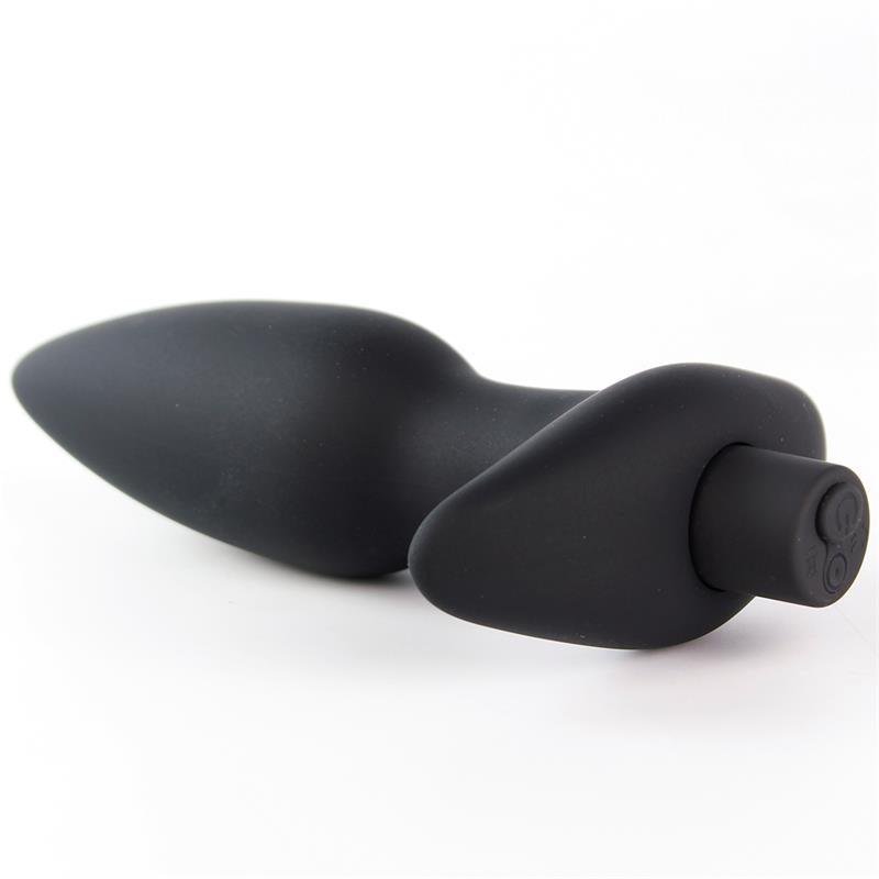 Plug anal, silicon, negru, impermeabil, formă suliță, 15cm x 3.5cm, 10 funcții vibrație, reîncărcabil USB, Tardenoche Spear - Erotic Emporium