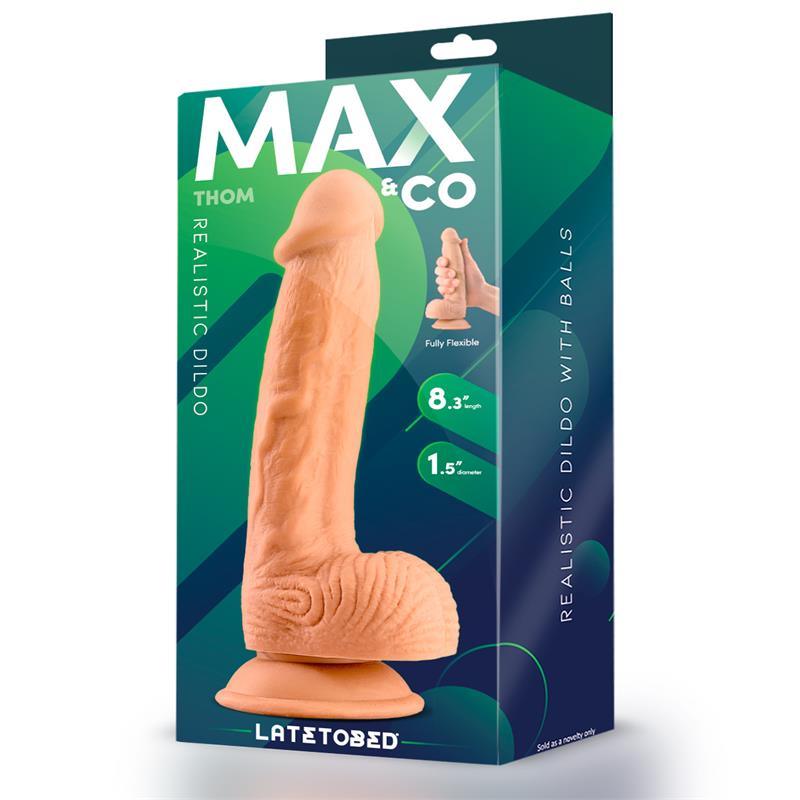 Dildo Realist, silicon, flesh, 21 cm, cu testicule, MaxCo. LateToBed - Erotic Emporium