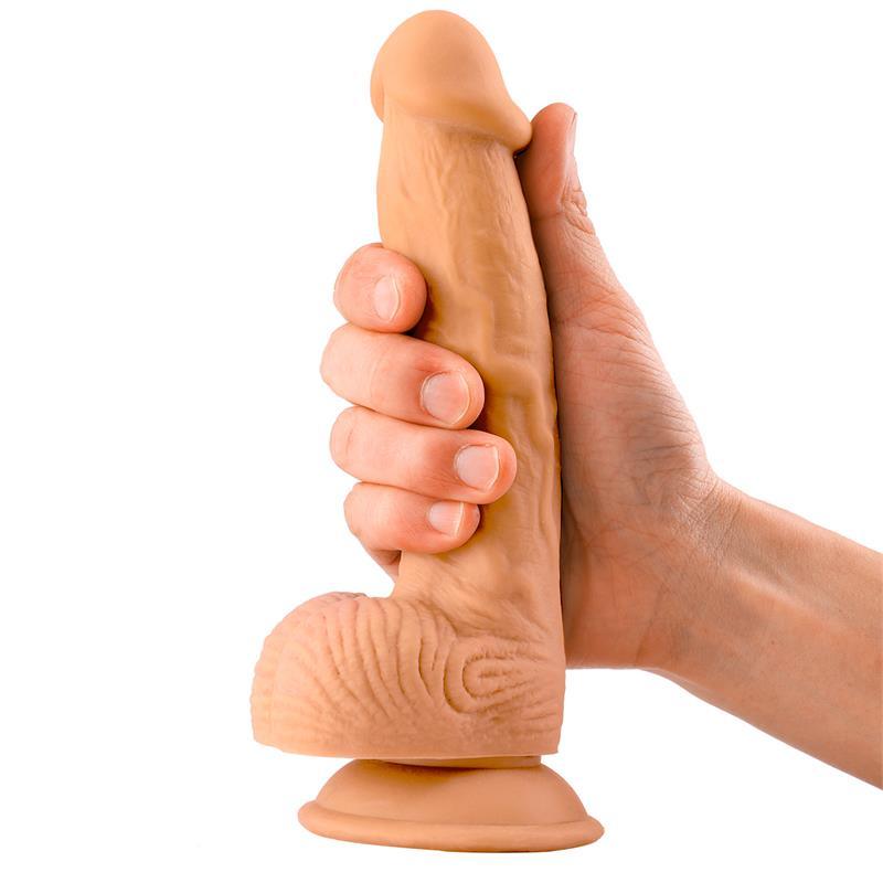 Dildo Realist, silicon, flesh, 21 cm, cu testicule, MaxCo. LateToBed - Erotic Emporium